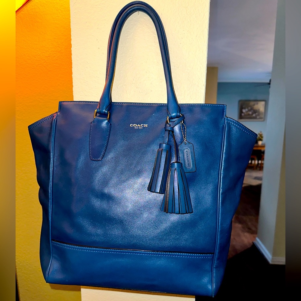 Coach Legacy Tanner Navy Blue Tote Leather
